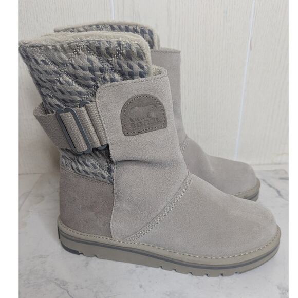Sorel Newbie suade leather winter snow boots warm two tone gray sz 6.5 womens - Picture 2 of 10